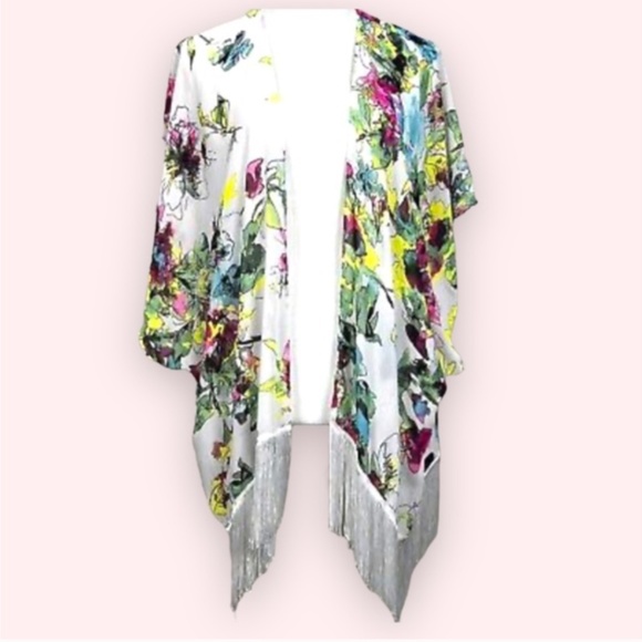 Ocean Pacific Sunwear White Open Front Beach Kimono Cover Up - Picture 7 of 7